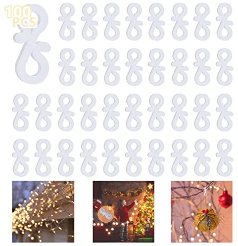 LIHAO Gutter Hooks 100 PCS Gutter Clips for Christmas Lights Hooks S-Shaped Gutter Hanging Clips for Outdoor Light Christmas Tree Ornaments Hanger Hooks