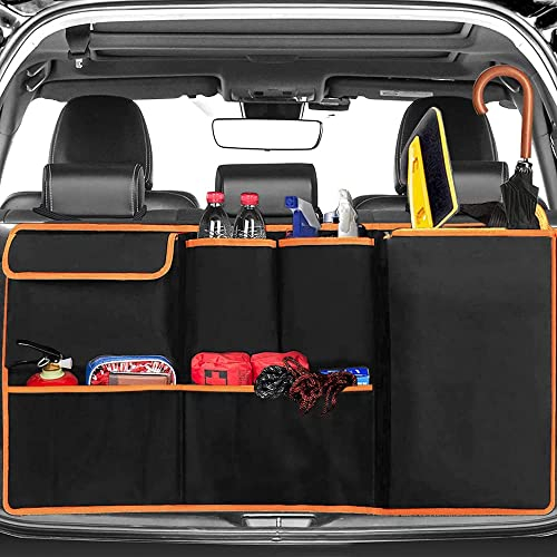 MEISHANG Organizer Bagagliaio Auto,Tasca Portaoggetti Auto,Dotato di tre Cinghie e un Grande Adesivo Antiscivolo sul Retro per una Capacità Extra,Pieghevole