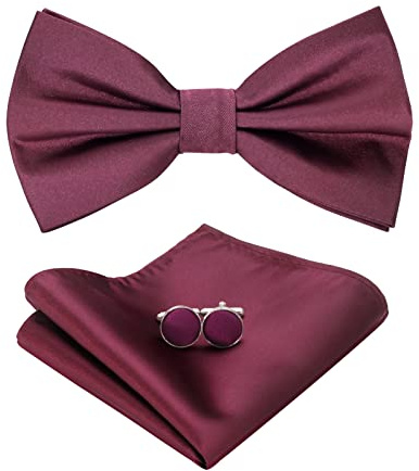 HOULIFE Fliege Herren Set Verstellbare Fliege aus Satin Vorgebunden Fliege | Verstellbares Band, Einheitsgröße für alle, Leicht zu tragen, Geschenkbox-Paket, für Party & Hochzeit