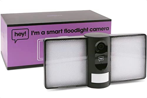 hey! Smart Floodlight Outdoor Security Camera – Sensor Light, Motion Sensor, Streams Live HD Video, Two-Way Audio, Night Vision, Works with Alexa/Google Home, IP65, App Controlled (Pack of 1)