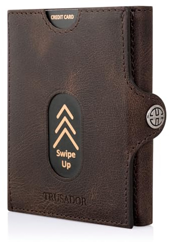 TRUSADOR Valencia Slim Small Leder Fronttasche Geldbörse Kartenetui mit RFID Schutz Brieftasche für Damen und Herren