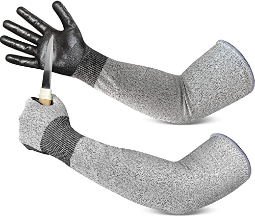 Migliore Wear Lange Gartenhandschuhe, Schnittfeste Gartenhandschuhe mit Nitrilbeschichteten Handflächen, Extra lange & Atmungsaktive Gartenarbeitshandschuhe für Männer und Frauen