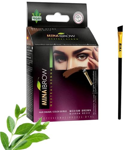 MinaiBrow Medium Brown Hair Dye – Eyebrow Tinting Powder Spot Coloring Kit with Brush – Water & Smudge Proof Hair Colour, No Ammonia and Lead for All Hair Types (Up to 30 Applications)