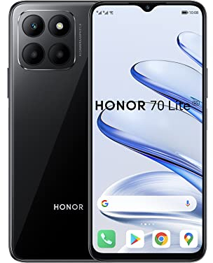 HONOR 70 Lite, Smartphone 5G, 4GB+128GB, 6,5” 90Hz FullView Display, 5000 mAh, Android 12, Dual SIM, Midnight Black (Renewed)