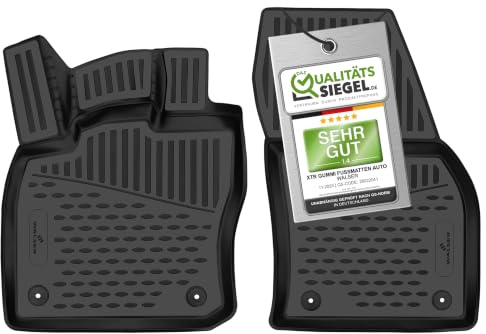 WALSER XTR Gummi Fussmatten Auto für VW Caddy V (SBB, SBJ) 09/2020-Heute, 100% passgenaue Auto Fußmatten, robuste Universal Fußmatte Auto, Gummimatten Auto, Auto Fussmatten Gummi