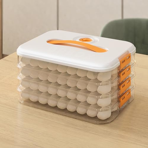 TWSOUL 4 Lagig Knödel Aufbewahrungsbox, Aufschnittdose, Transparent Lebensmittel Kühlschrank Boxen Stapelbar Für Küche (A)