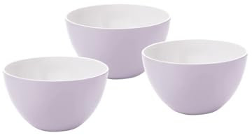 Qdesign - Juego de 3 cuencos de melamina (12,5 cm) - Cuencos de material neutro y saludable - Recipientes de cocina apilables - Ideal para guarniciones y postres - Lavanda