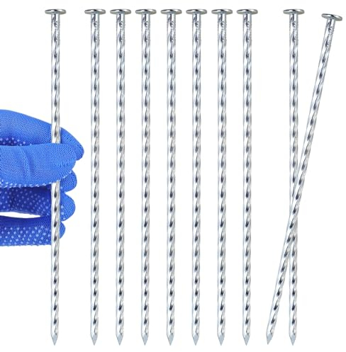 SZENSANG Anclaje de metal resistente al óxido galvanizado para suelo en espiral, para asegurar toldos, malas hierbas, tiendas de campaña, camping, vallas, 254 mm de largo (25 unidades)