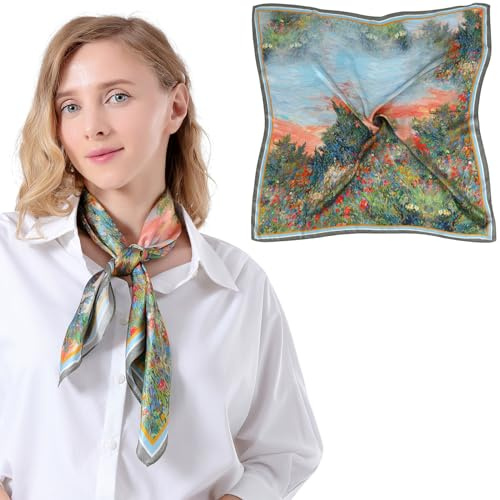 Bezioner Bufandas de 100% Seda de Morera Pañuelo Cabeza Mujer Cuadrado Bufanda 68x68cm pañuelo de Cuello para Madre y Dama Regalos Multicolor