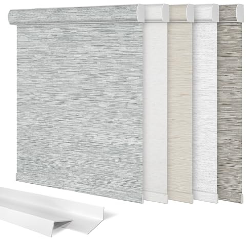 Sulugood,Blackout Roller Shades for Windows,Cordless Roller Blinds,Thermal Insulated Fabric UV Protection Window Shades Pull Down for Home,Door,Office,Bedroom,Gray,Custom Sizes