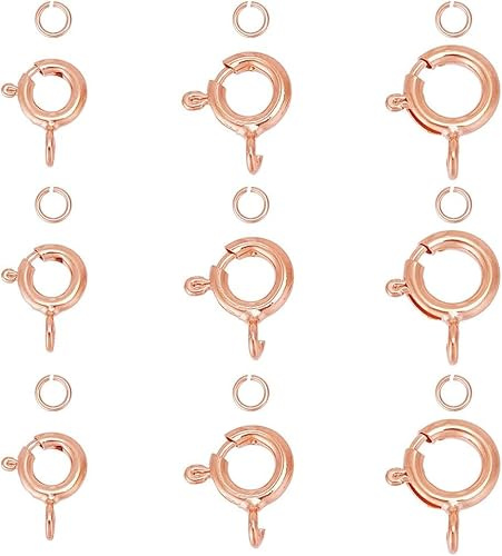 DELORIGIN 24 Stück Sterling Silber 925 Kettenverschluss Federverschlüsse Mit Biegeringen, Roségold Halskettenverschlüsse Verschlüsse für Armbänder Schmuckherstellung DIY Halsketten Basteln