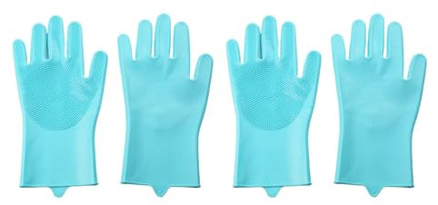 2 Paar Putzhandschuhe Zum Schrubben Von Geschirr, Zum Abwaschen Von Geschirr Gummihandschuhe Design Mit Langen Borsten Haushaltshandschuhe Leicht Zu Schäumen(Blau)