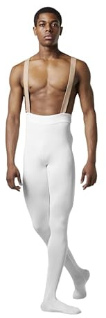Etoile Calzamaglia da Uomo Lunghezza Intera con Piede MP001 per Bloch Sport Danza Classica Ballo Ballerino Relax Balletto Saggio Prove Esibizioni Allenamento Pantalone (Bianco, M)