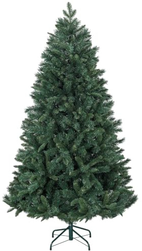 HOMCOM Sapin de Noël Artificiel 180 cm avec Support Acier Pliable Vert | Arbre de Noël, 1674 Branches Épines, Effet Réaliste