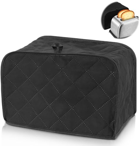 Black Toaster Cover 2 Slice, Two Slice Bread Machine Covers Quilted Toaster Covers Bread Maker Universal Size Kitchen Appliance Cover Polyester and Cotton Quilted, Dust and Fingerprint Protection