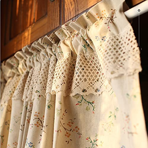 Rustikale Landhaus-Küchenvorhänge, Landhaus-Stil, Kunstleinen, Café-Vorhänge für Wohnzimmer, Verdunkelung, Schlafzimmer, Fenstervorhänge, 1 Vorhang-Set mit Stangentasche, Halbfenstervorhang-Set