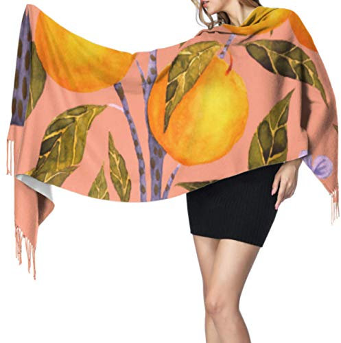 Zdlwaisw Cool Sour Sommer-Schal, niedlich, modisch, Zitronengelb, Schal für Damen und Mädchen, Kaschmir, 196 x 68 cm, groß, weich, extra warm, Siehe Abbildung, Einheitsgröße