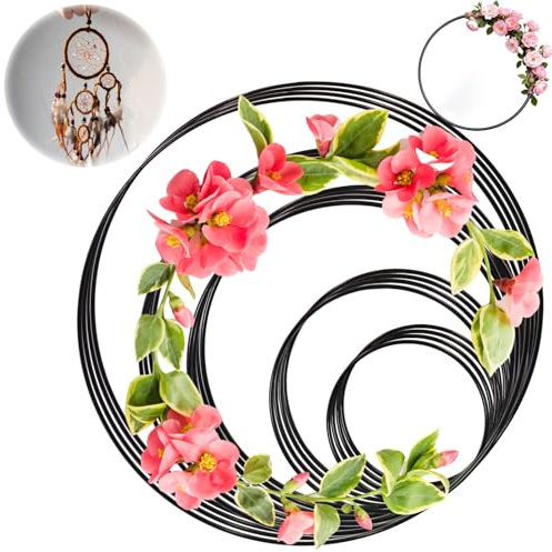 20 Stück Metallringe zum Basteln Schwarz - 10/15/20/25/30cm Metallring Deko Ringe zum Aufhängen Dekoring Dekoringe zum Hängen Drahtringe für Traumfänger Ringe Hochzeitskranz