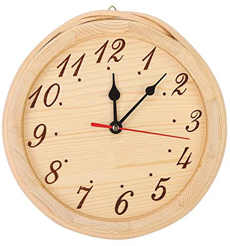 OPPWONG Sauna Clock, Large Decorative Clock Wood Sauna Clock Sauna Room Accessories Number Type Sauna Clock Decoration Ornament for Sauna Room, Living Room, Bedroom Accessory