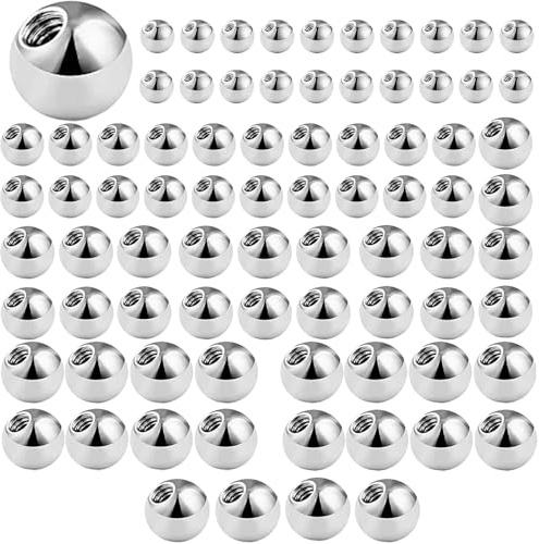 agogue 80 Stück Piercing Kugeln Piercing Kugeln 1,2 Mmbauchnabelpiercing Kugeln Zungenpiercing Kugeln 3/4/5/6mm,Piercingkugeln,Für Piercing Nase Lippe Augenbrauen Bauchnabel Zunge