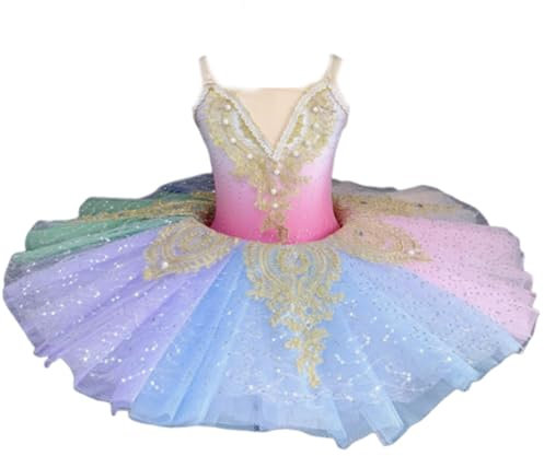 EFLALYHG Flerfärgad, 150, professionell baletttutu för flickor, pannkaka tutu för barn, ballerinastrumpbyxor, halloween fantasy-festklänning