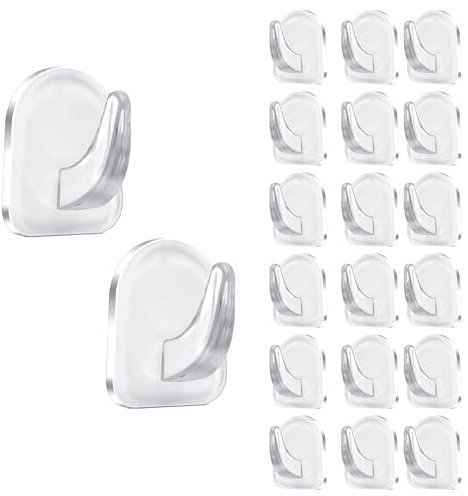 Plipdhy 20 Pezzi Trasparenti Autoadesivo Gancio,Senza Forare Ganci Adesivi,Ganci Appenditutto Acrilico per Appendere Asciugamani,Vestiti