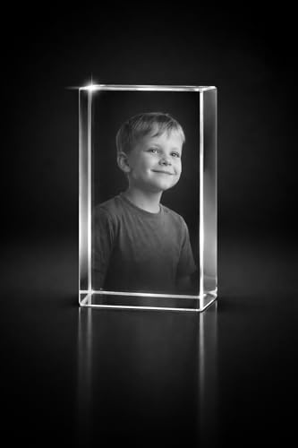 Giftic 3d Laser Engraved Classic Rectangle Crystal Custom Photo Print, Personalised Gifts for him, dad/mom, Anniversary Couples Gifts (Tall, Medium: 10x6x6cm, Glass Crystal)