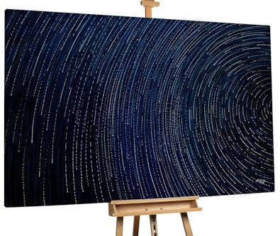 KunstLoft Ölgemälde 'Concentric Blues' 180x120cm | Original Handgemalte Gemälde | Abstrakt | Blau und Weiß | Leinwand-Bild Ölgemälde einteilig groß | Modernes Kunst Ölbild