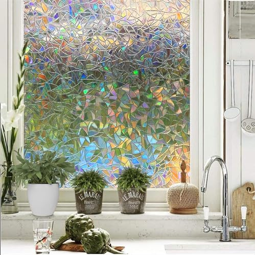 Homewell Fensterfolie Blickdicht für HR++ Glas - 3D Sichtschutzfolie Fenster statisch haftend - Sonnenschutzfolie Fenster innen & Wärmeschutz 45x300 cm