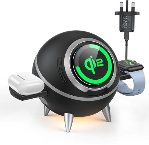 Beeasy 4 in 1 Induktive Ladestation, Magsafe Ladegerät Qi2 15W Wireless Charger, Drehbar Magsafe Ladestation für Apple Watch und iPhone, AirPods, Samsung, Galaxy Watch/Buds