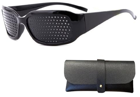 Hiborth Vision Correction Glasses, Pinhole Glasses for Improving Vision, Distance & Myopia Support Eye Protection Exercise Eyewear (B)