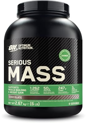 Optimum Nutrition Serious Mass 2025 Weight Gainer Poudre saveur chocolat, 2,66 kg, 8 portions