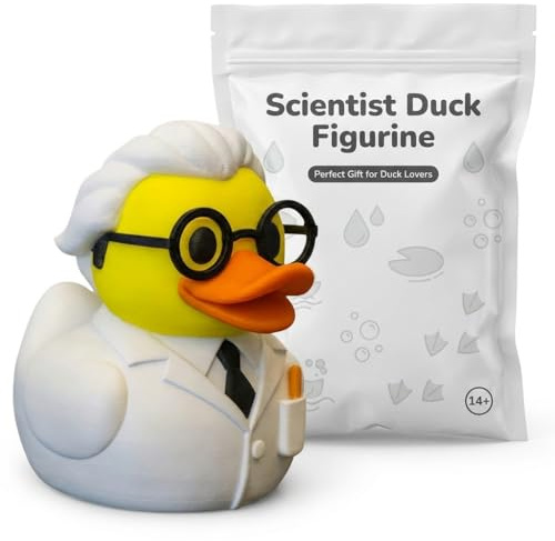 Scientist Duck Collectible Figurine - Detailed Lab Coat Design Unique Desk Decor for Science Lovers - 3D Printed in Canada