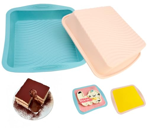 Fizleca silikonbakform, 2 stycken, non-stick kakform, fyrkantig, silikonbakformar för bröd, bakning och frysning – för brownies och bakningstillbehör
