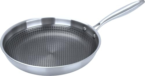 METRO Professional Sartén de Acero Inoxidable, Revestimiento Antiadherente Whitford Eterna, Ø 28 cm, Apta para Inducción y Horno
