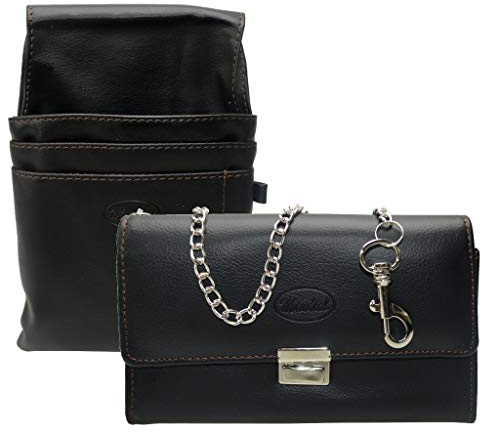 flevado Mondial Gastro-Kellnerbörsen Set Unisex Gastrogeldbörse Schwarz und Halfter mit Einer Hosenkette