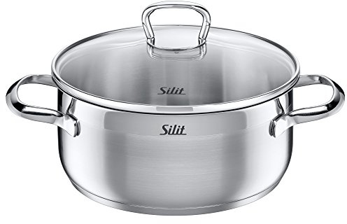 Silit Toskana Kochtopf klein 20cm, Glasdeckel, Bratentopf Induktion 2,5l, Edelstahl poliert, unbeschichtet