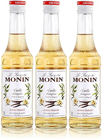 MONIN Sirop de Vanille par 3 pour Café, Cappuccino, Latte et Chocolat Chaud - Arômes Naturels - 25cl