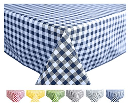 Wachstuch Tischdecke Abwaschbar Eckig 140 x 180 cm Kariert Karo Blau