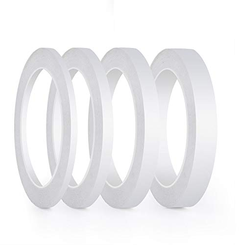 FEPITO 4 rouleaux ruban adhésif double face bande de couture forte adhésif pour le bureau de classe d'artisanat, 25 mètres chaque rouleau (largeur: 6mm / 9mm / 12mm / 15mm)