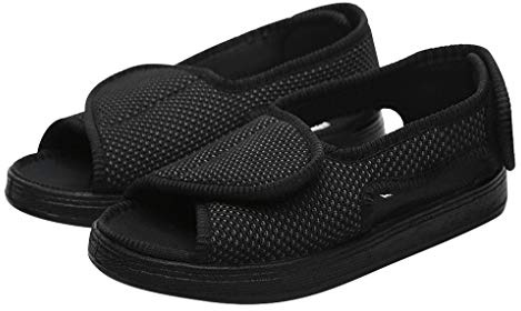 Moonlove Open Toe Diabetic Sandals Adjustable Closure Edema Shoes Wide Fit Large Size Arthritis Swollen Feet Footwear for Men Women 7UK