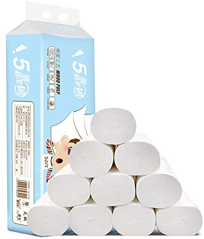Ecosway 12 Rollen mit Toilettenpapier Haushalt 5 Lagen Papier Handtücher Kernlos Weich Hautfreundlich Gewebe Neu