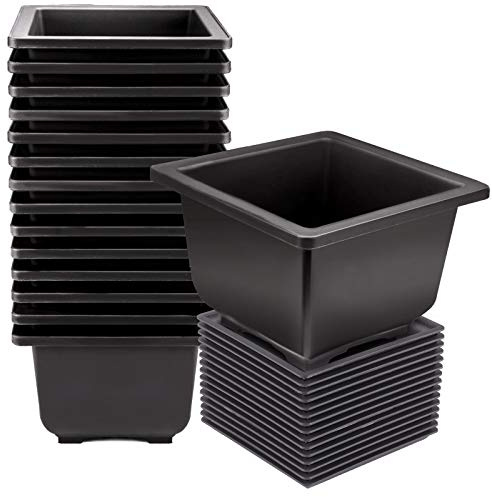 KINJOEK Bonsai-Töpfe aus Kunststoff mit Tabletts, hoch, tief, quadratisch, Bonsai-Trainingstöpfe mit Ablaufloch, Baumblumen, Sukkulenten, Pflanztopf für Garten, Innenbereich, Heimdekoration, 15 Stück