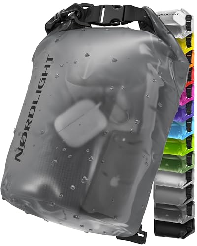 Nordlight Dry Bag wasserdichte Tasche - 2l 5l 10l 15l 20l 30l Liter | Wasserfester Packsack Seesack Beutel Waterproof Drybag + Roll-Top + Schultergurt | Schwimmen Baden Strand Kanu SUP Tauchen Handy