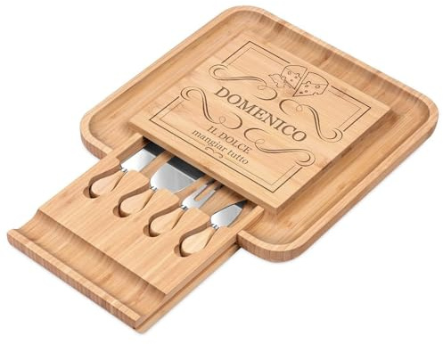 Maverton Tagliere per formaggio e salumi in legno | H4 cm x L34 cm, con un’incisione personalizzata, quadrato, regalo di compleanno per uomo, il dolce mangiar