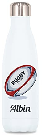 SB75 Bouteille isotherme Sport Rugby personnalisée avec le prénom de votre choix