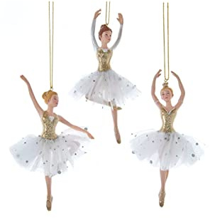 Gyllene elegans ballerina prydnader, 3 blandade