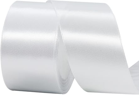 Satinband stort 50 mm x 23 m ursprungligt vitt satinband för presentförpackning, ceremonier, bröllop, hantverk, dekoration, julband tyg för sömnad, knutar, bukett bilar, födelsedag