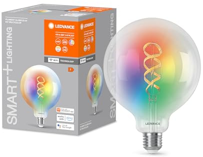 LEDVANCE E27 LED Lampe Wifi, Kugelform Leuchtmittel mit 4,8 W (470Lumen) Weißglas, dimmbar, RGBW Lichtfarbe (2700-6500K), kompatibel mit Alexa, google oder App, Lampen im 1er-Pack