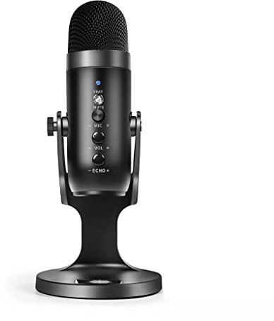 Micrófono USB Micrófono de Condensador Profesional Computadora portátil Estudio de grabación Juego de Canto Streaming Transmisión en Vivo (Color : Black, Size : 95 * 220mm)